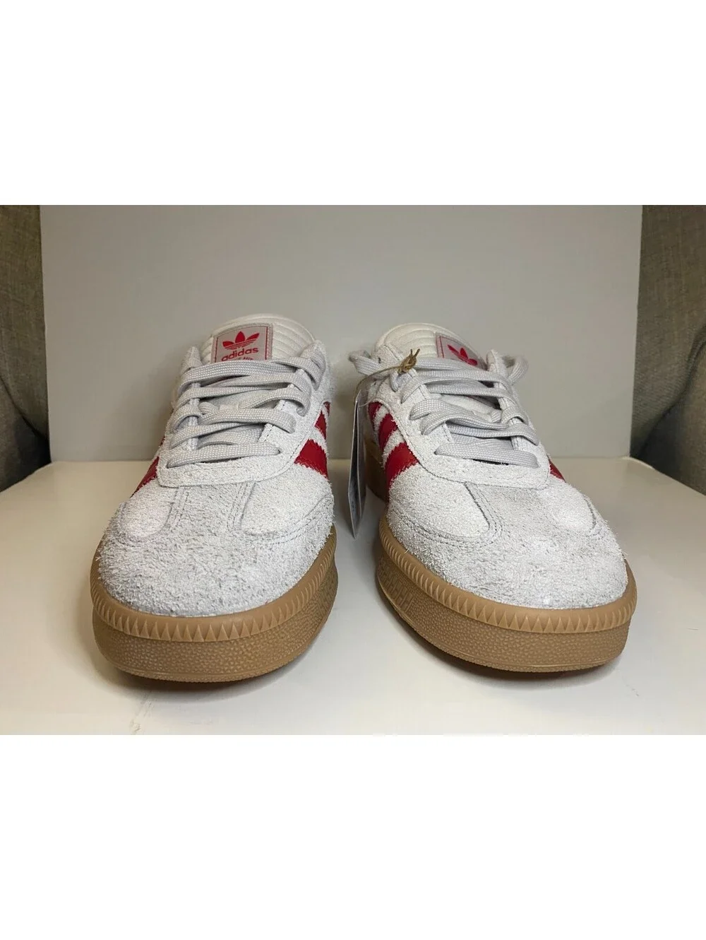 Adidas Samba XLG JS3826 Mens Sneakers US 9 Gray Scarlet Gum Suede Athletic Shoes